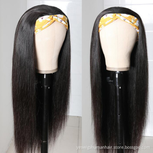 Cheap Selling Wholesale Fashion 150% Density With Headband  human hair wig natural straight hair wig for black women Human Hair